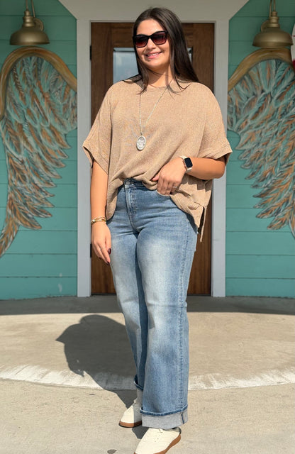 Almond Dolman Travel Top