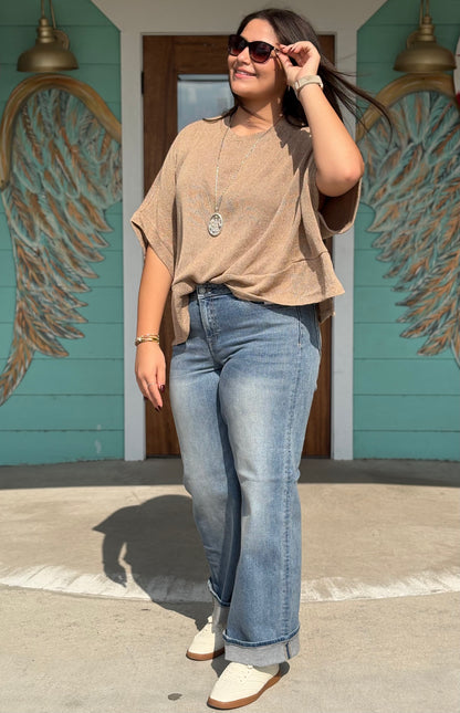 Almond Dolman Travel Top