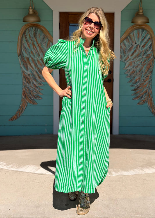 Green Stripe Maxi Dress