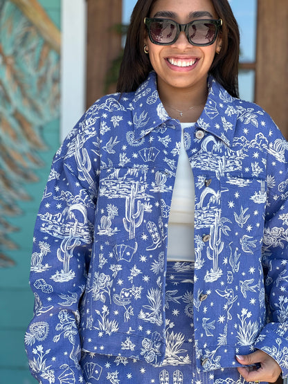 Denim Western Icon Print Jacket
