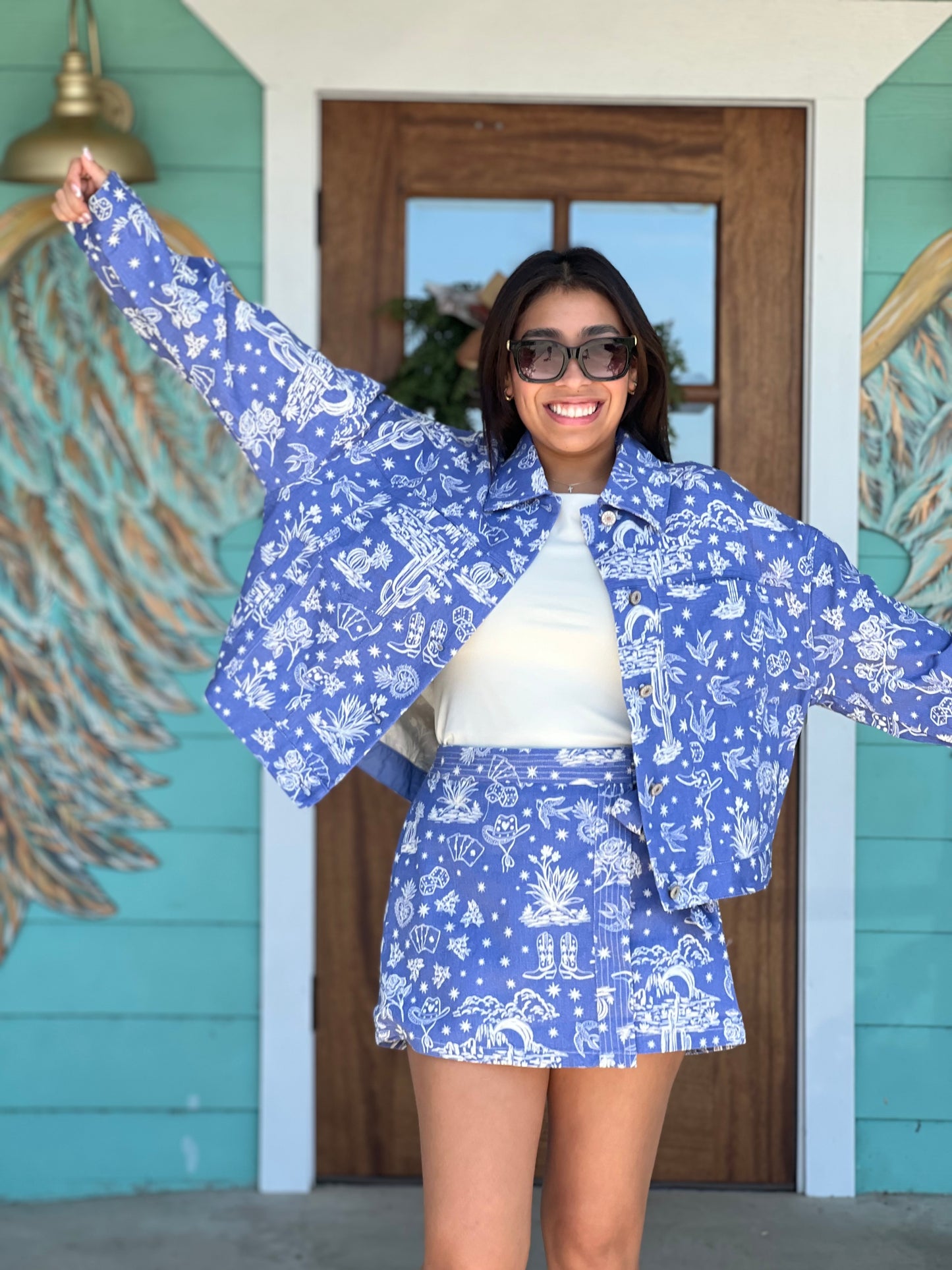 Denim Western Icon Print Jacket