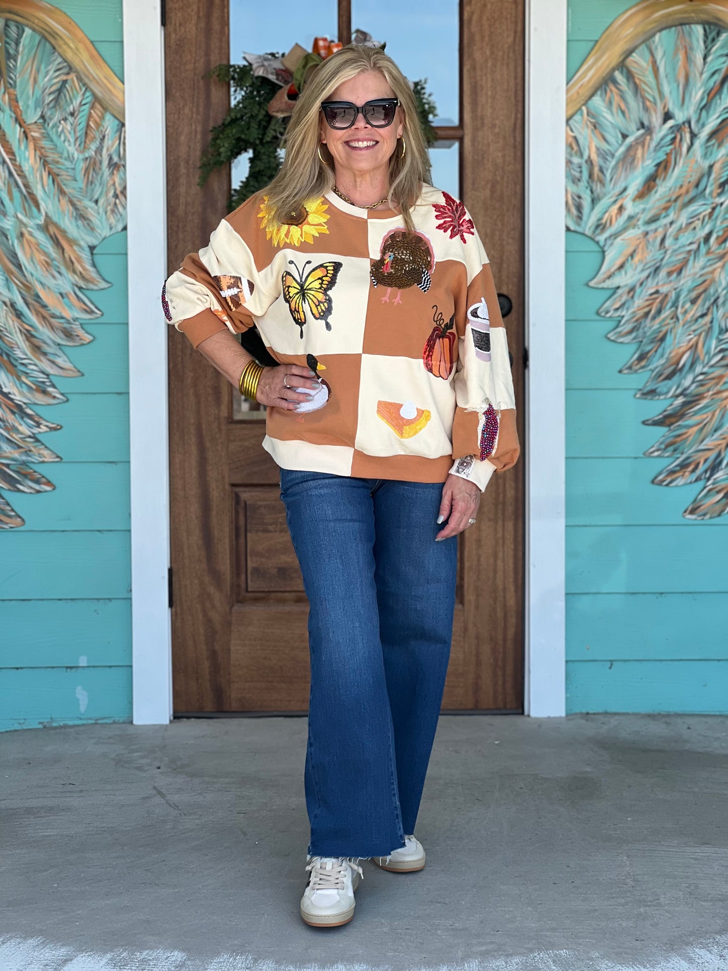 Queen of Sparkles Checkered Fall Icon Sweatshirt