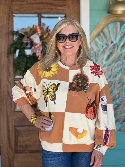 Queen of Sparkles Checkered Fall Icon Sweatshirt