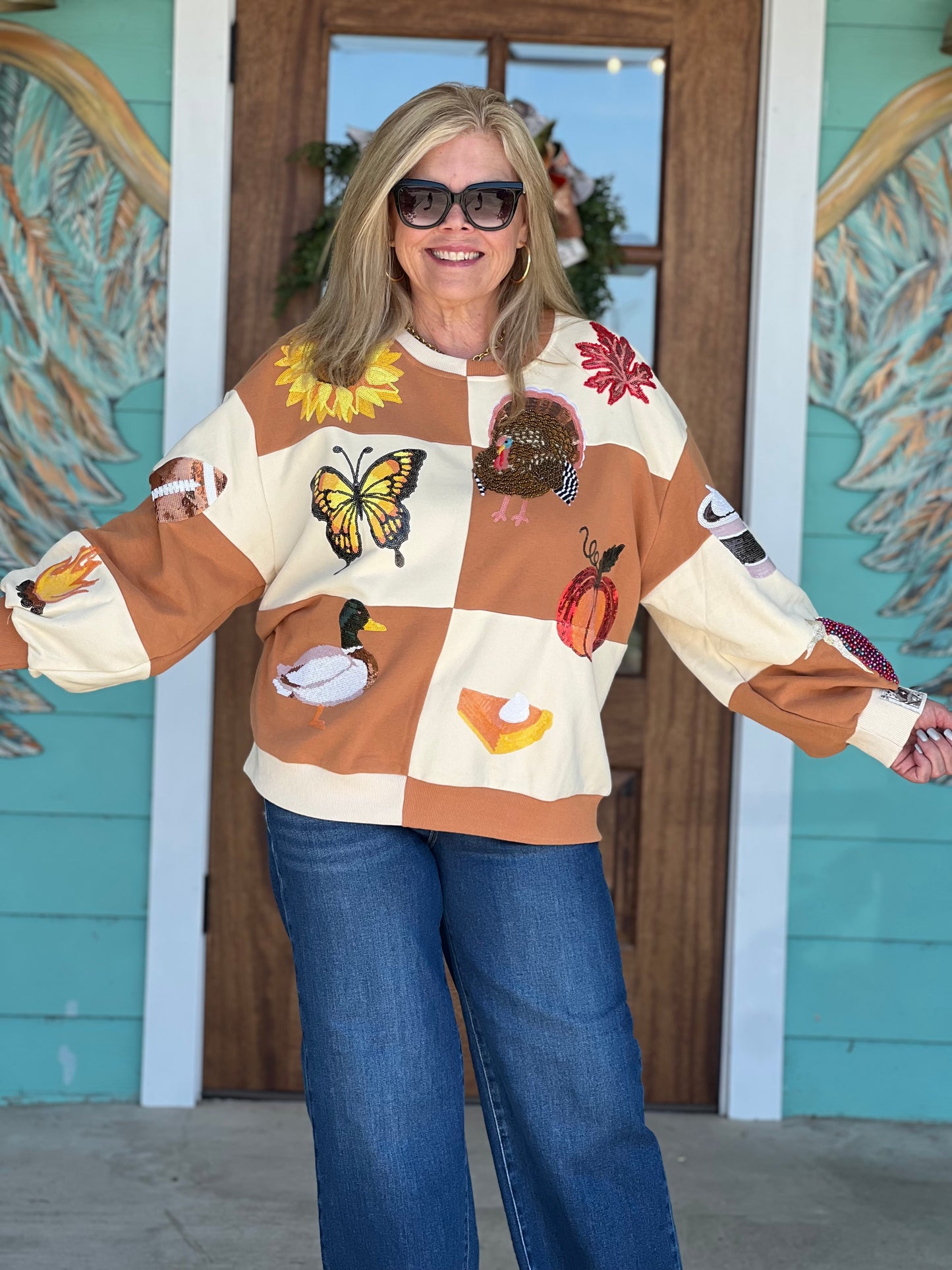 Queen of Sparkles Checkered Fall Icon Sweatshirt