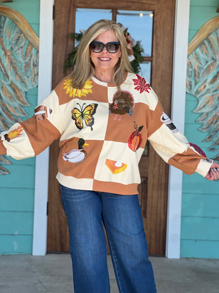 Queen of Sparkles Checkered Fall Icon Sweatshirt