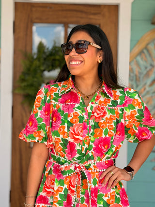 Pink Bright Multi Floral Dress