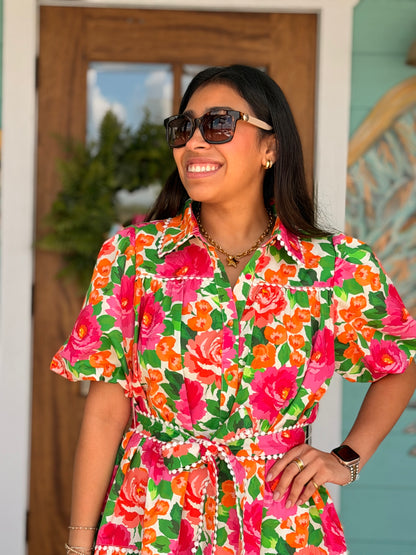 Pink Bright Multi Floral Dress