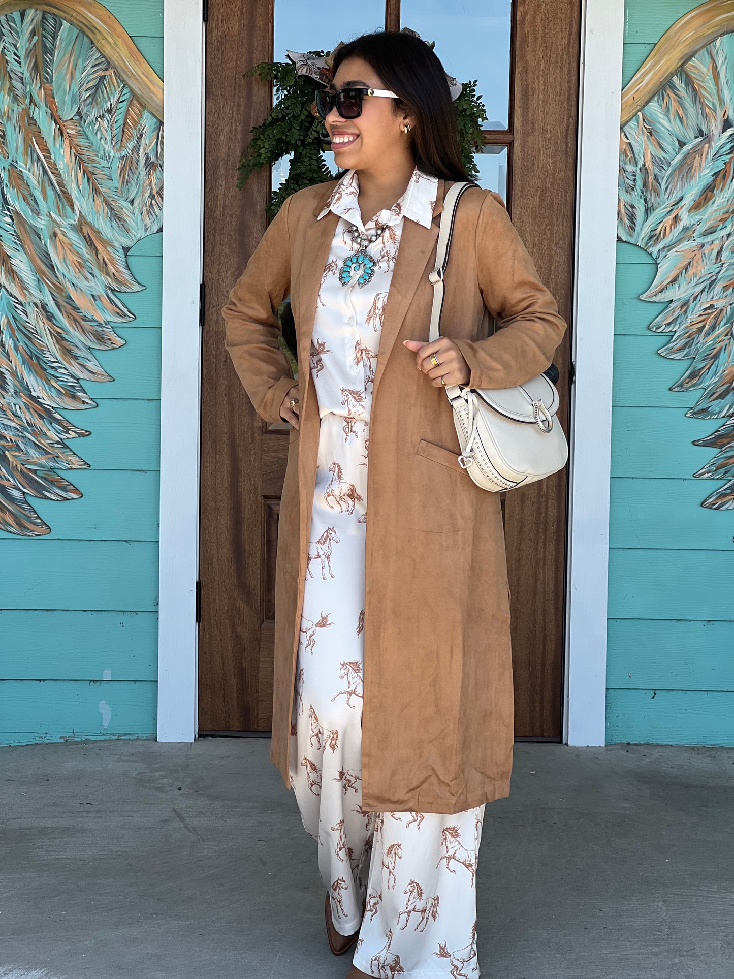 Ivory Taupe Horse Satin Pants