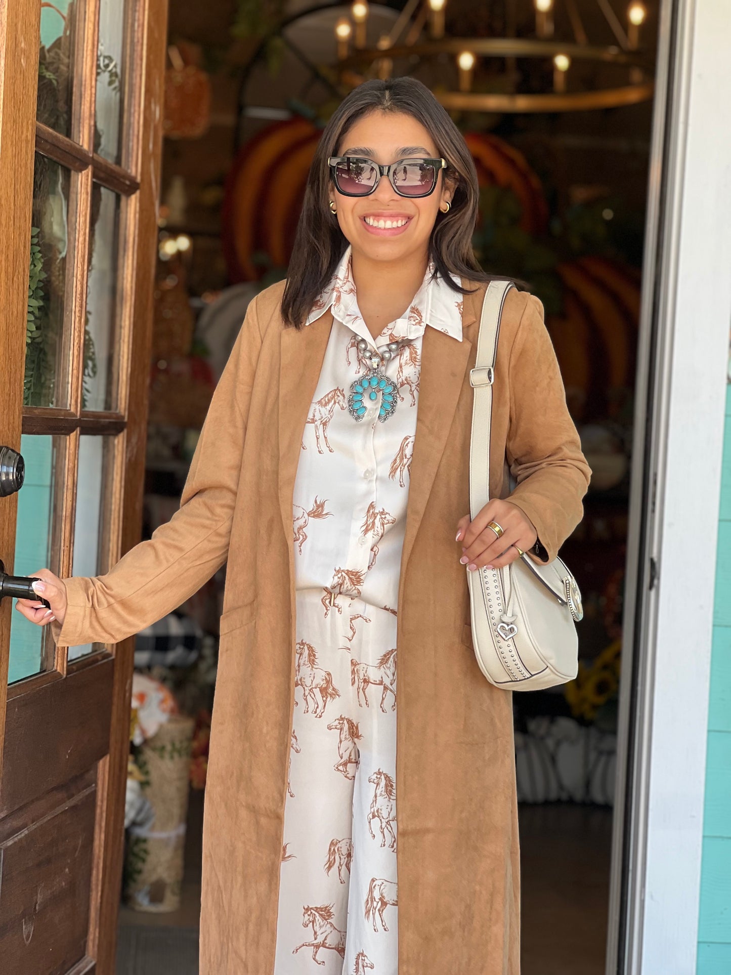 Camel Faux Suede Duster