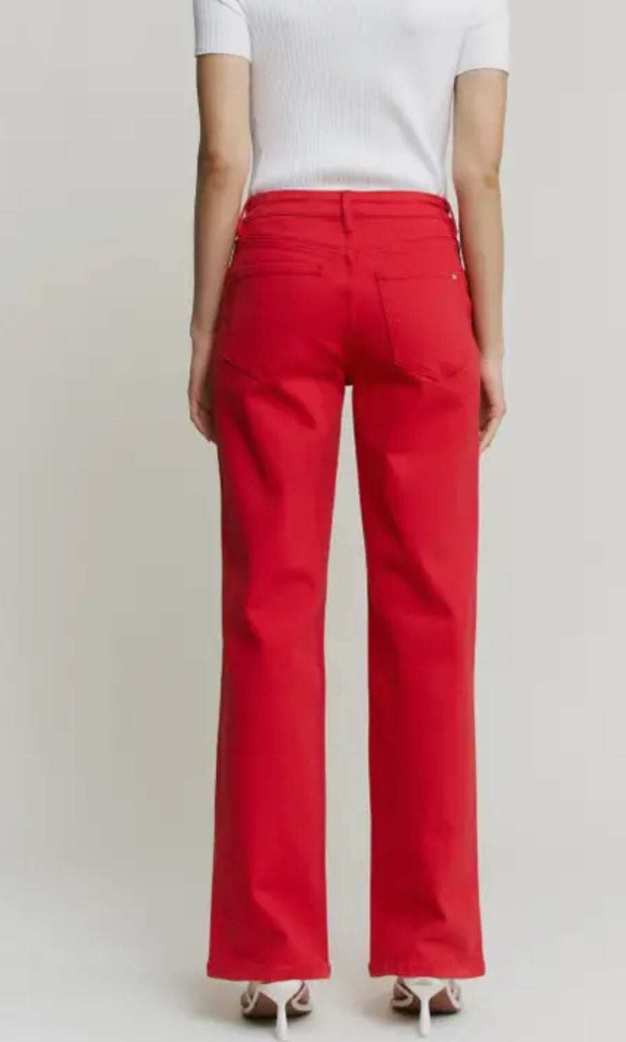 Mica High Rise Lava Red Straight Leg Denim