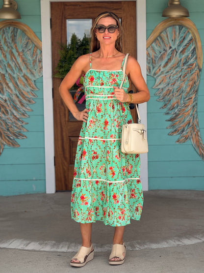 Emerald Floral Printed Dress