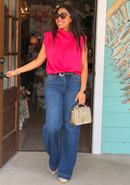 Risen MidR Wide Leg Press Line Denim