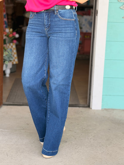 Risen MidR Wide Leg Press Line Denim