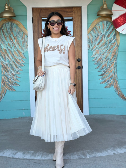 Off White Chiffon Skirt