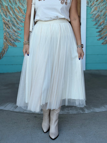 Off White Chiffon Skirt