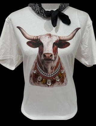 Jeweled Collar Longhorn Tee