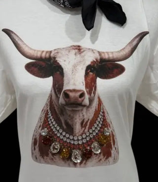 Jeweled Collar Longhorn Tee
