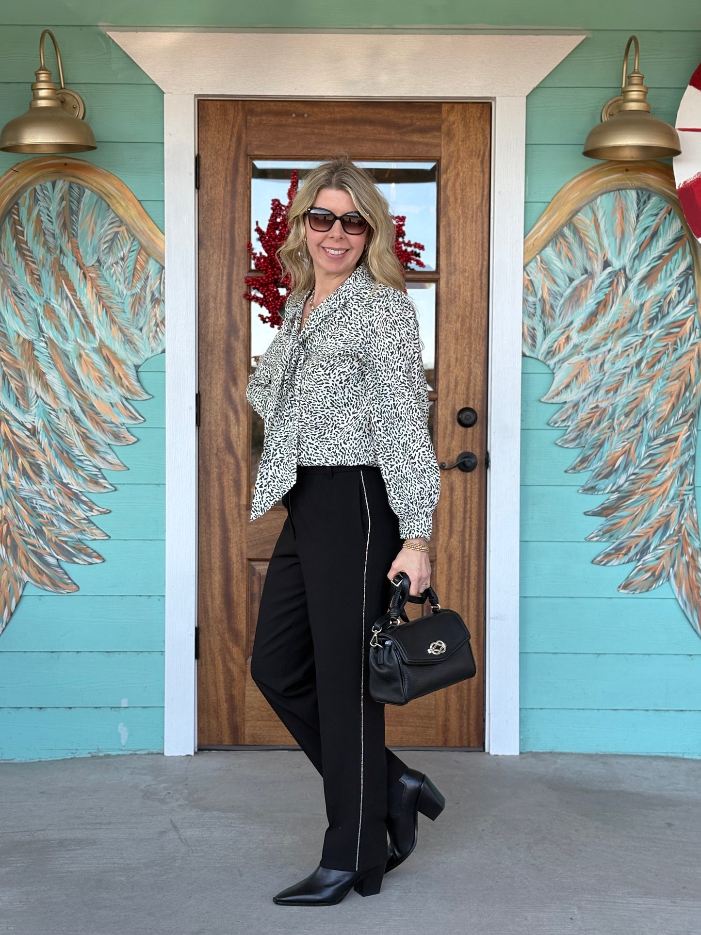 Black Fiji High Waist Rhinestone Pant