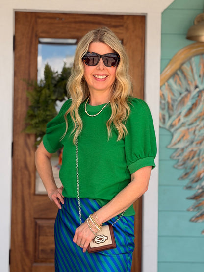 Kelly Green Puff Sleeve Top