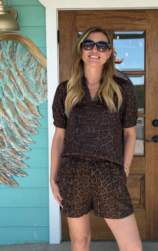 Leopard Print Sueded Shorts
