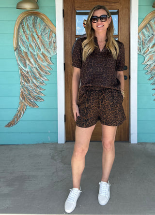 Leopard Print Sueded Shorts