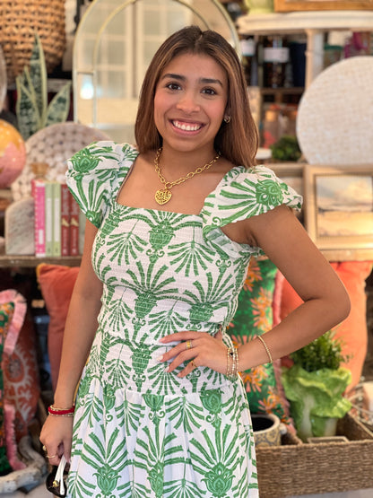 Green Deco Palm 2pc Flutter Sleeve Set
