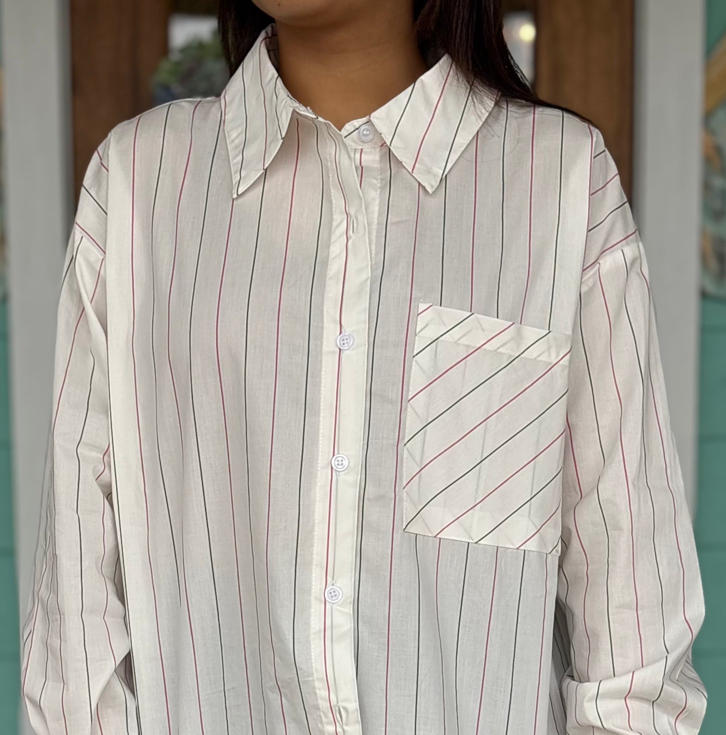 Pink Stripe Poplin Button Down Shirt