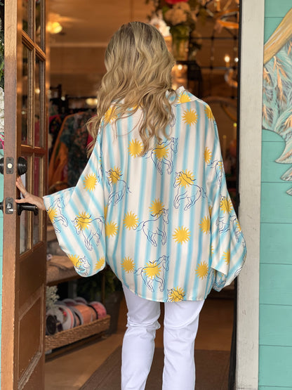 Sun Horse Striped Dolman Top - One Size