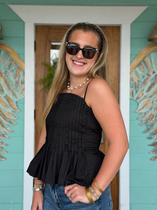 Black Pleated  Corset Cami Top