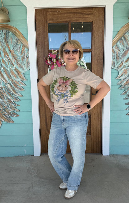 Bunny Bow Wreath Tee