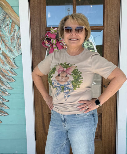 Bunny Bow Wreath Tee