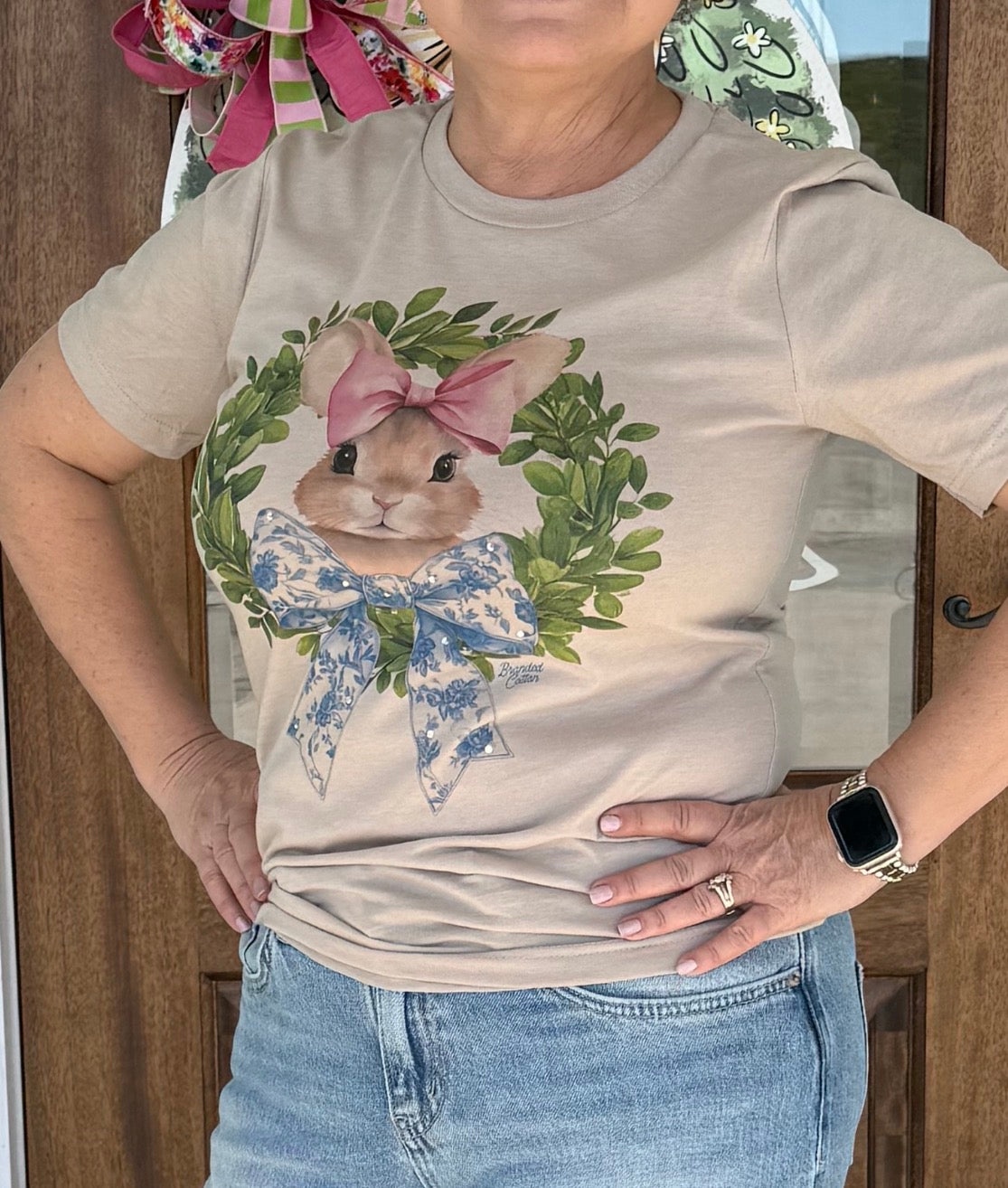 Bunny Bow Wreath Tee