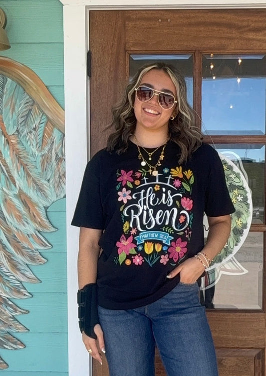 Faith He Is Risen Black Tee