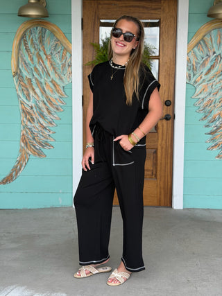 Black Scuba Raw Edge Ellison Set