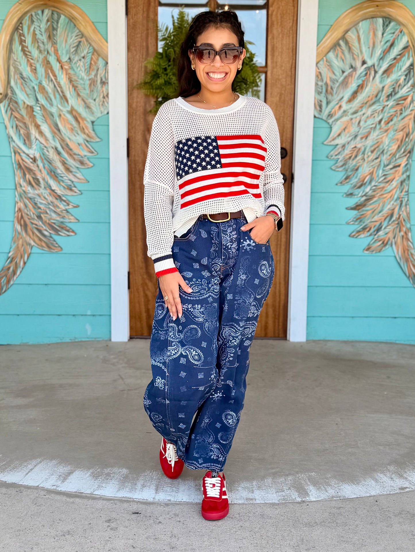 Midnight Bandana Printed Barrel Jeans