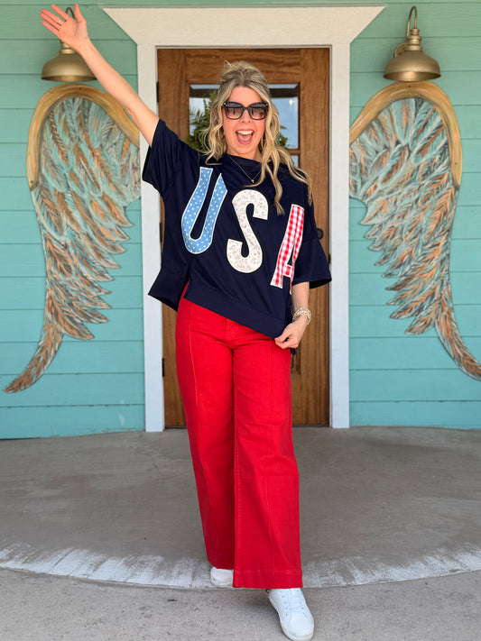 Navy Americana USA Oversized Top