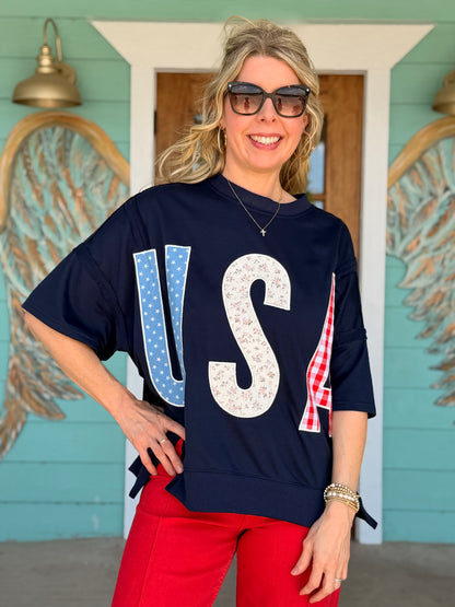 Navy Americana USA Oversized Top