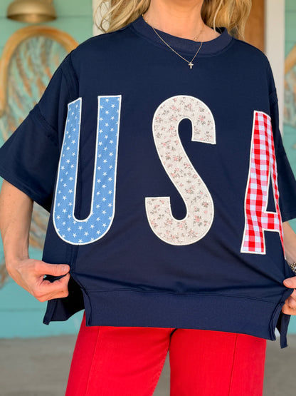 Navy Americana USA Oversized Top