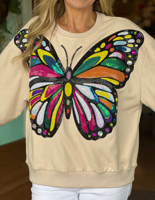 Queen of Sparkles Multi Butterfly Sweatshirt