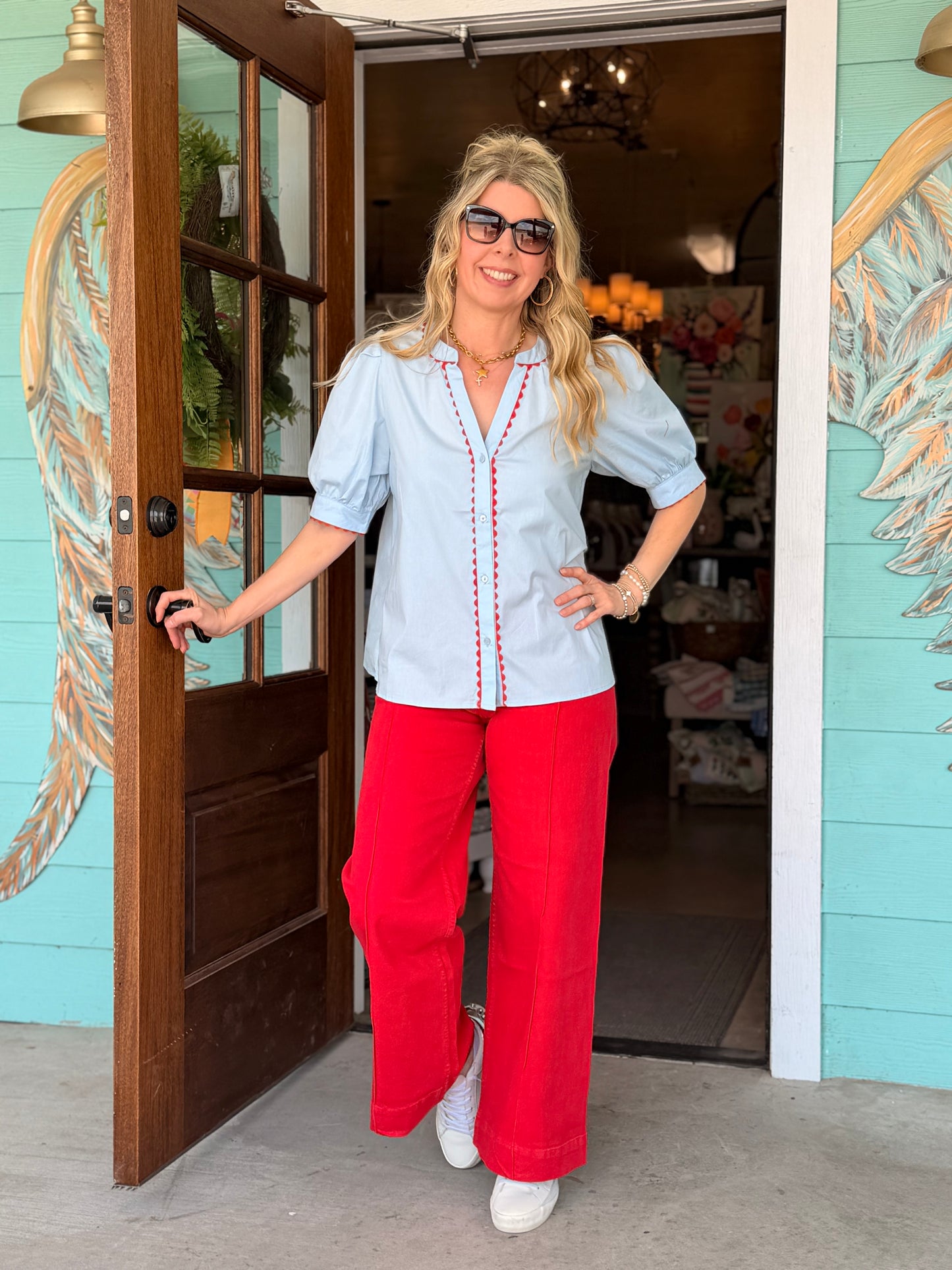 Elaine Light Blue Top