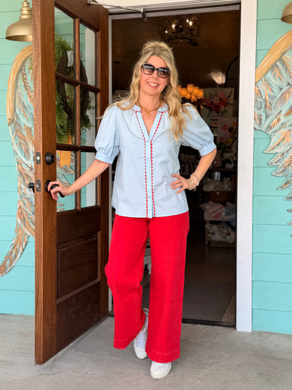 Elaine Light Blue Top