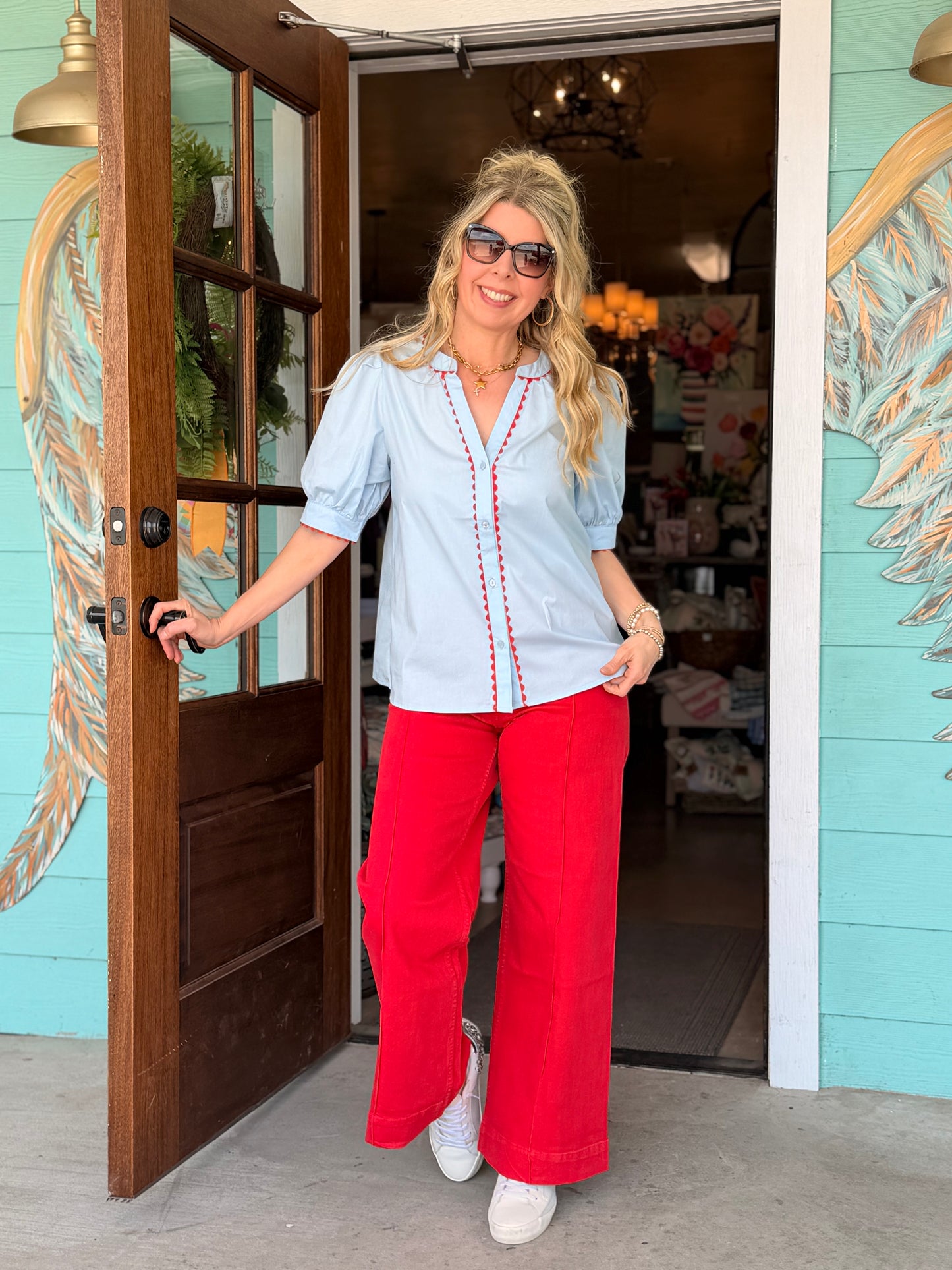 Elaine Light Blue Top