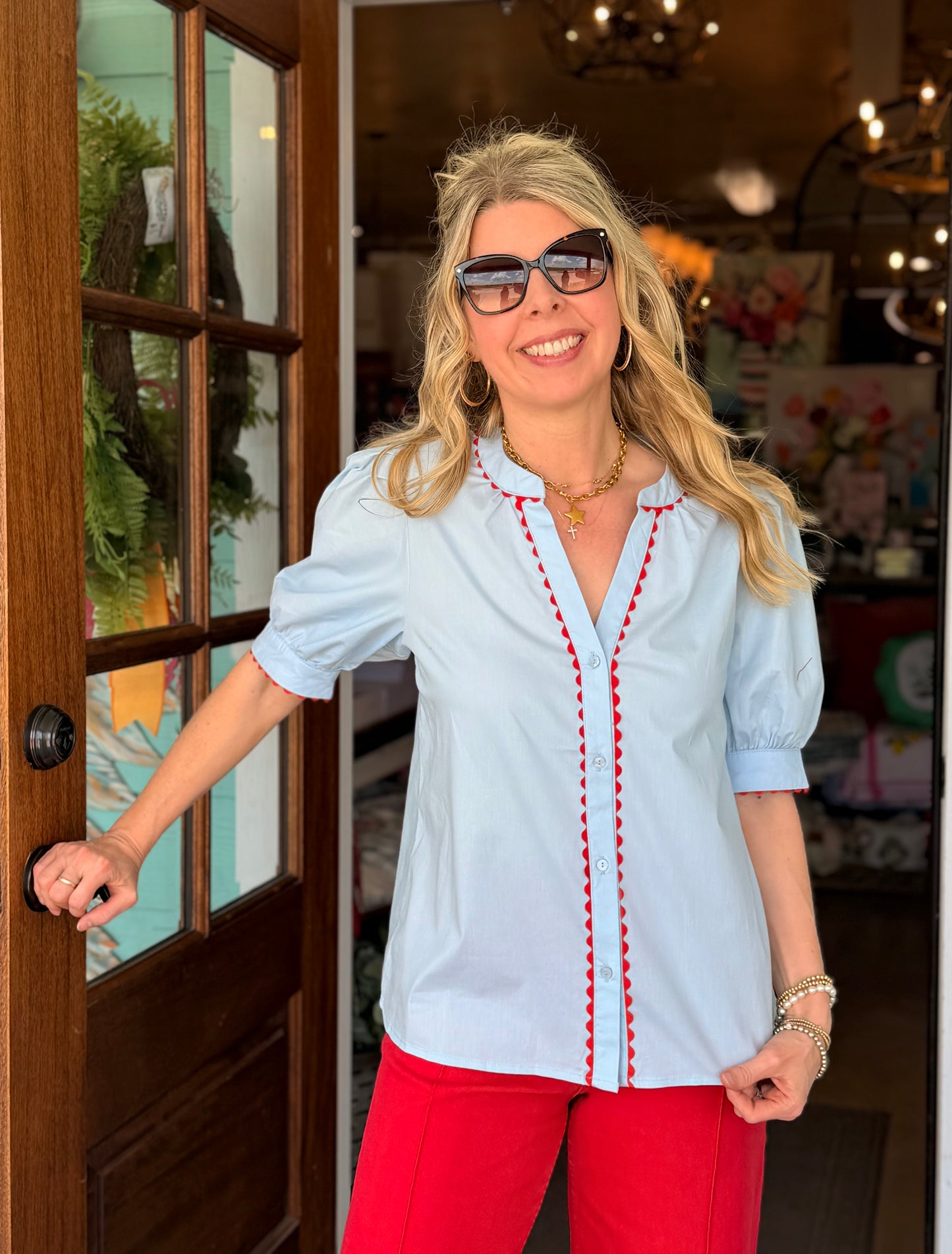 Elaine Light Blue Top