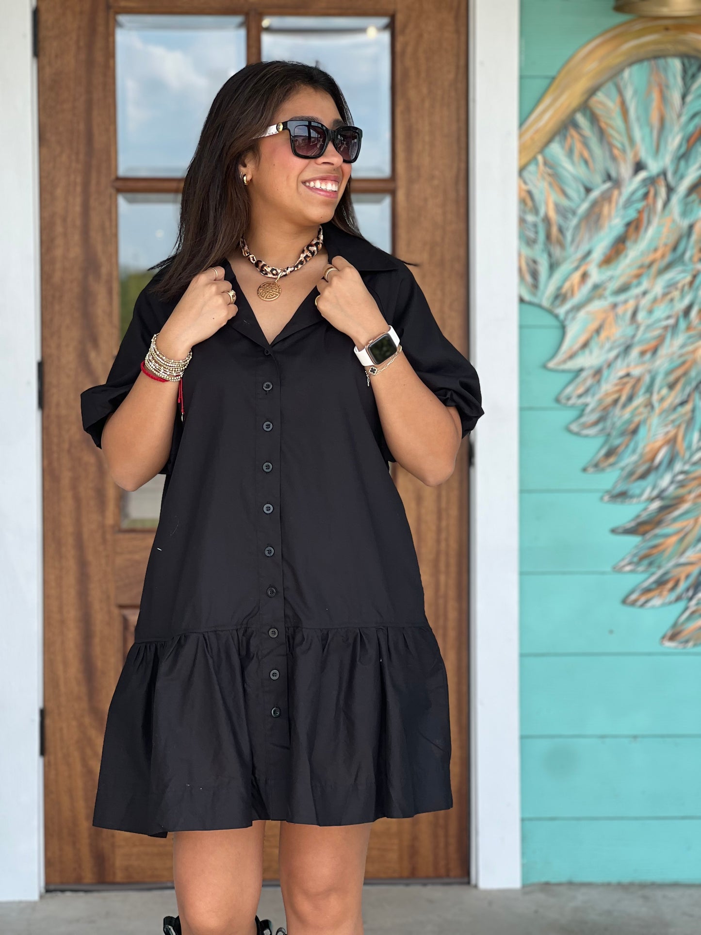 Black Poplin Celine Dress