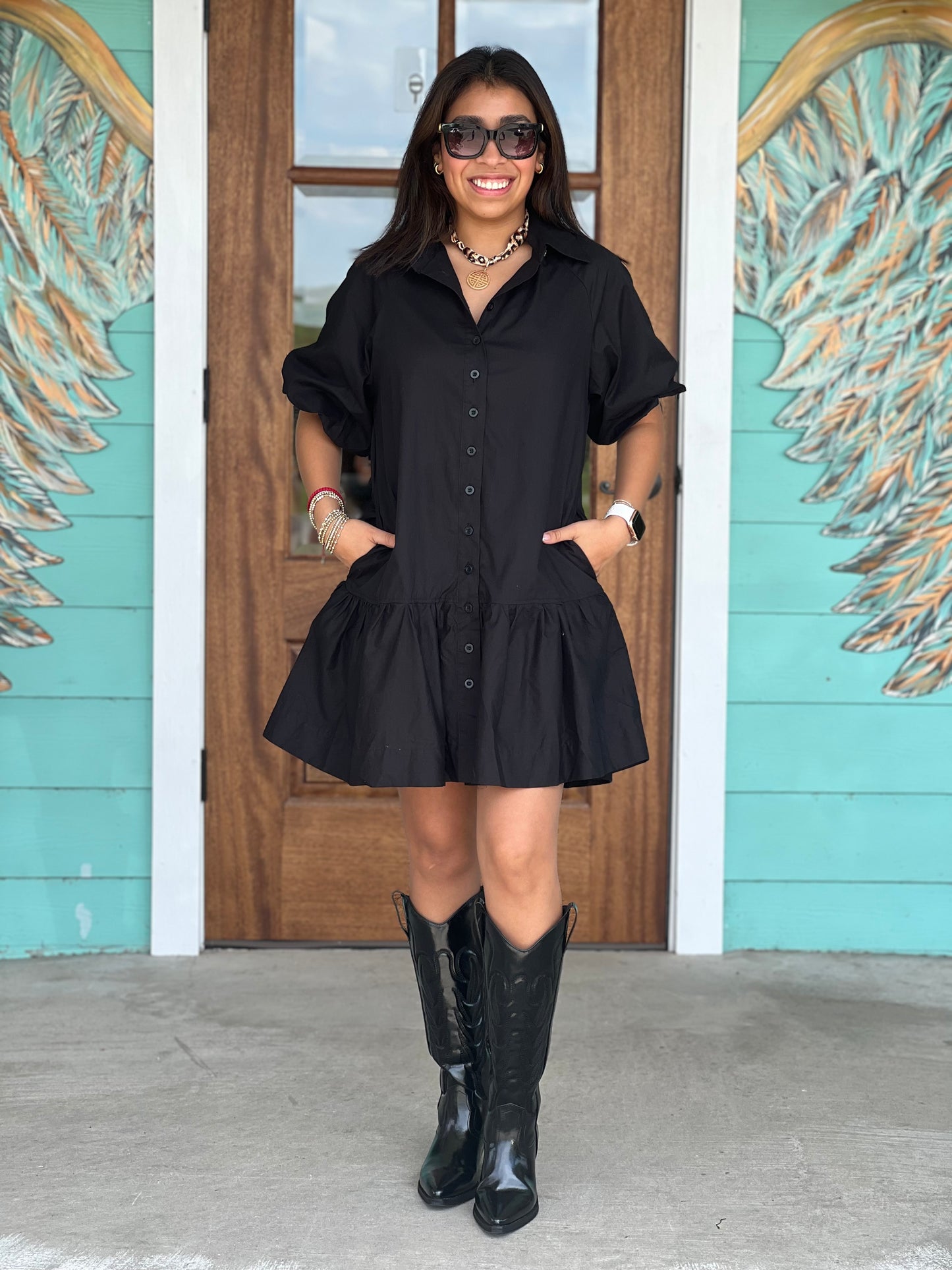 Black Poplin Celine Dress