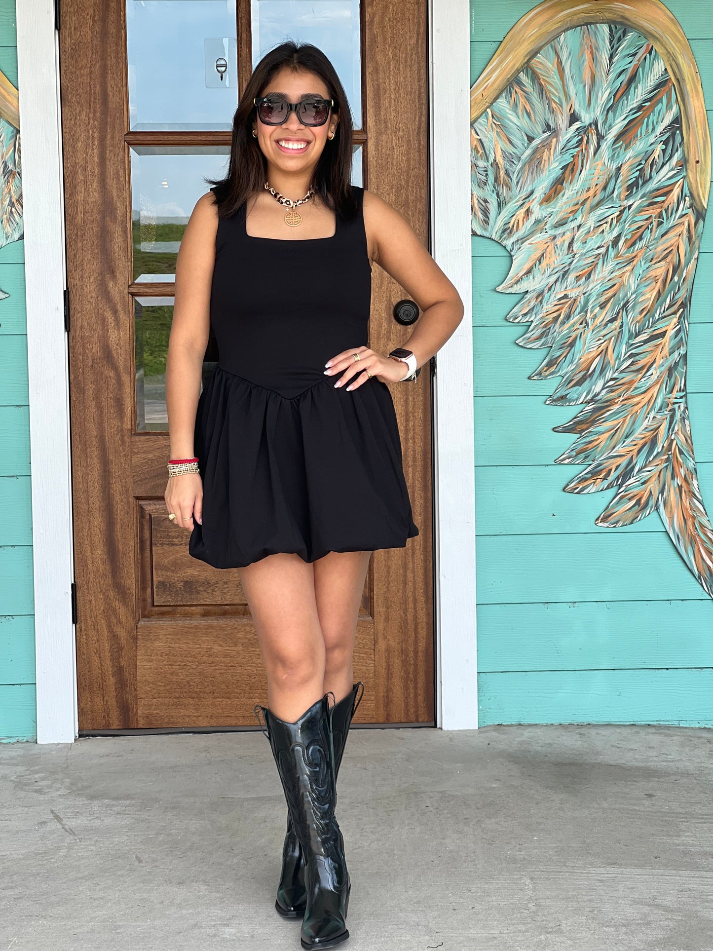 Black Bubble Mini Dress