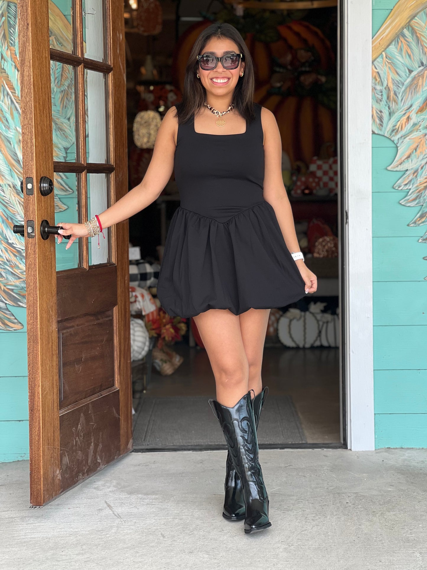 Black Bubble Mini Dress