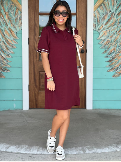 Wine Collared Kayla Mini Dress