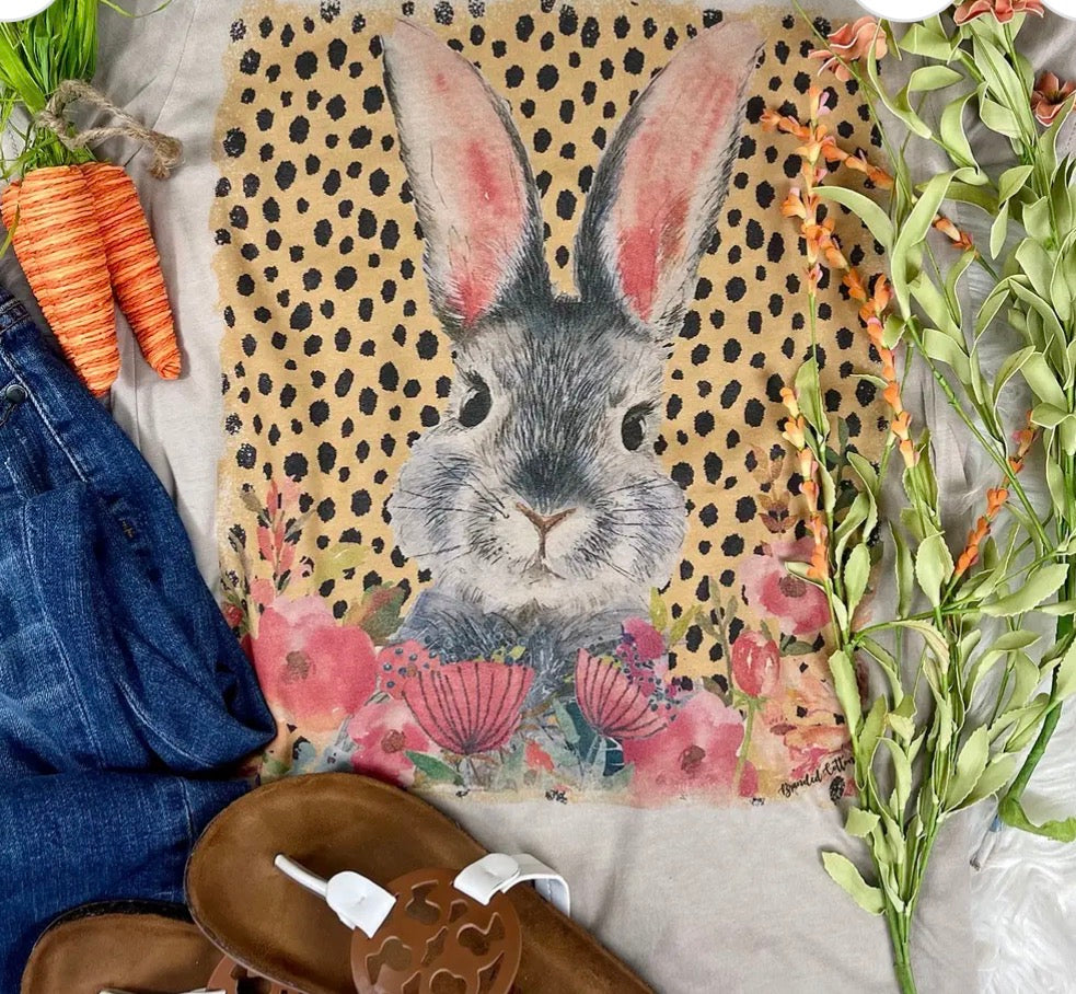 Floral Cheetah Bunny Tee