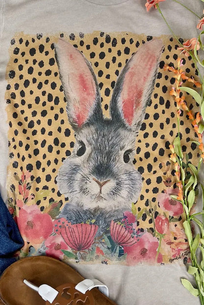 Floral Cheetah Bunny Tee
